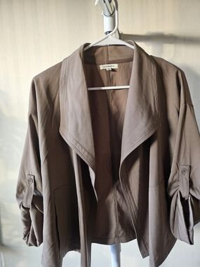Max Studio Mushroom Brown Open Utility Jacket
